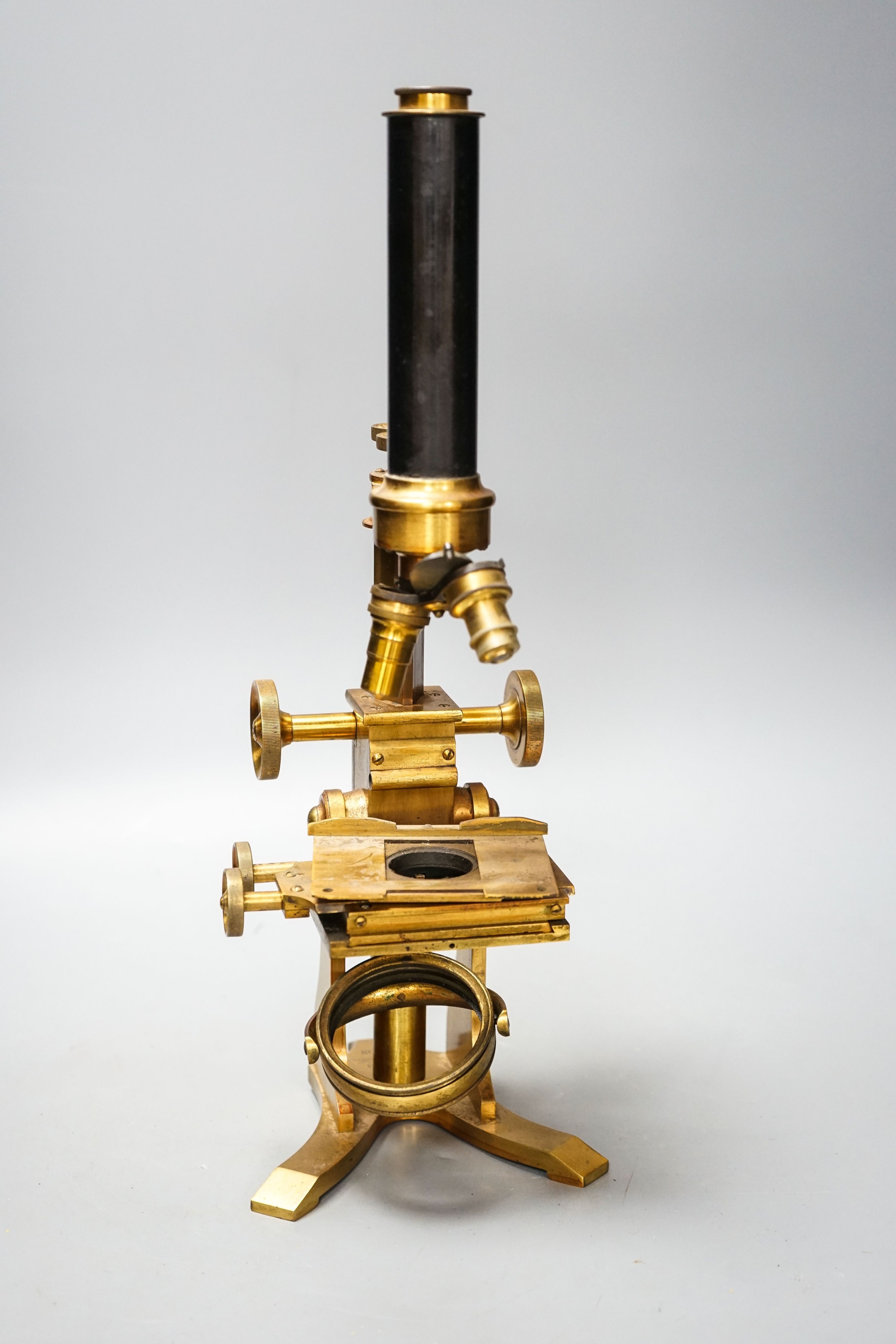 Baker, 244 High Holborn, London, a Victorian brass microscope